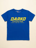 Памучна тениска Darko Athletics Team - синя с жълт надпис